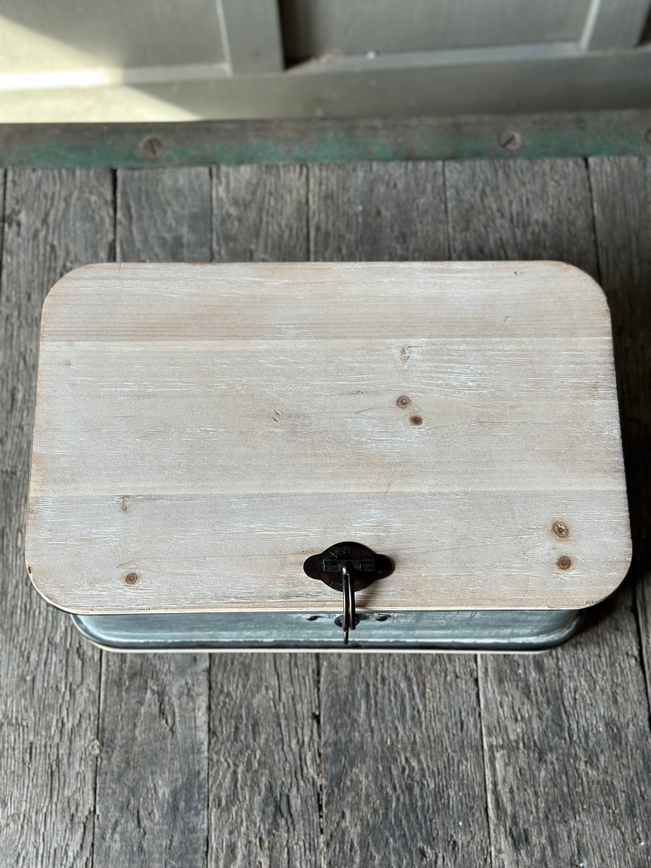 【国内配送】 2 of Set - Handles Lids, With Boxes Metal Galvanized & Wood お椀・ボウル・鉢