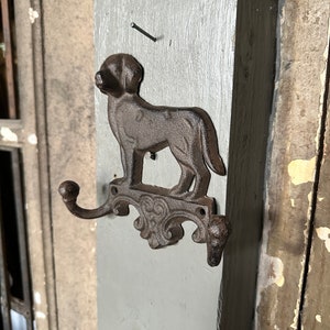 Cast Iron Dog Hanger Hooks - Rustic Double Entryway Leash Keys Bathroom Towel