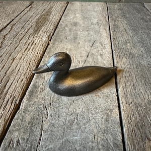 Small Cast Iron Duck Decoy Statue - Figurine Shelf Art Mallard Hunting Rustic Gift