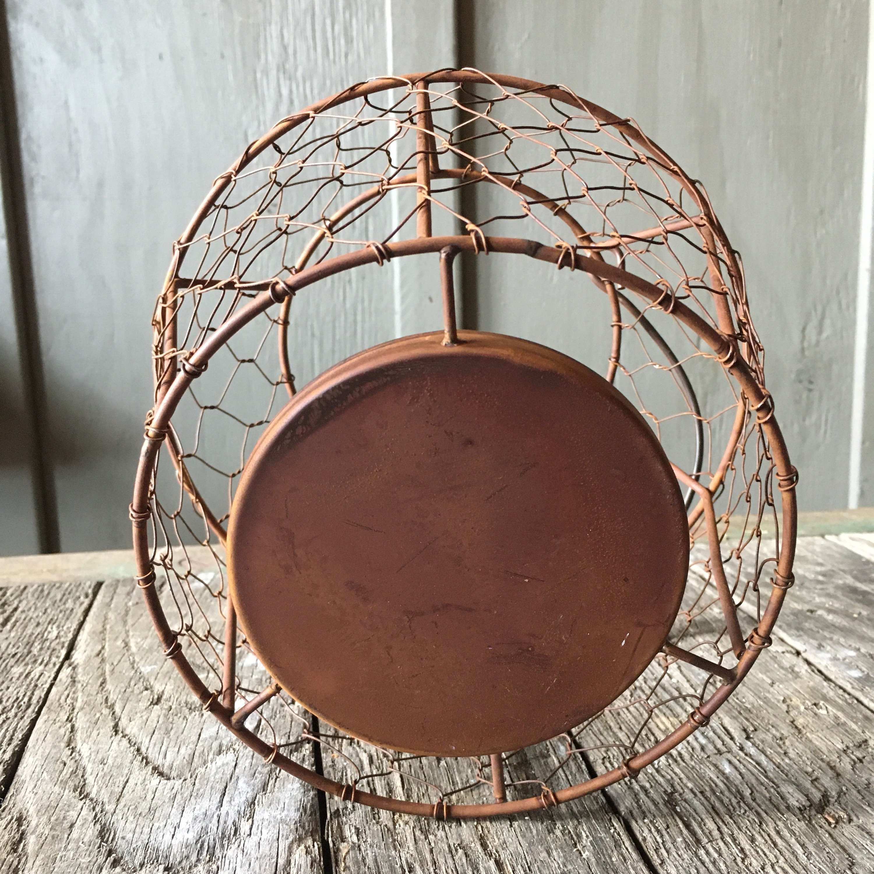 Round Chicken Wire Basket Lantern Display Candle Holder Hen Etsy