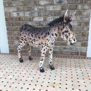 Cute Metal Donkey Statue - Filigree Style Large Art Sculpture 30” X 24” Farm House Animal Rustic Baby Garden Yard Lawn Animals