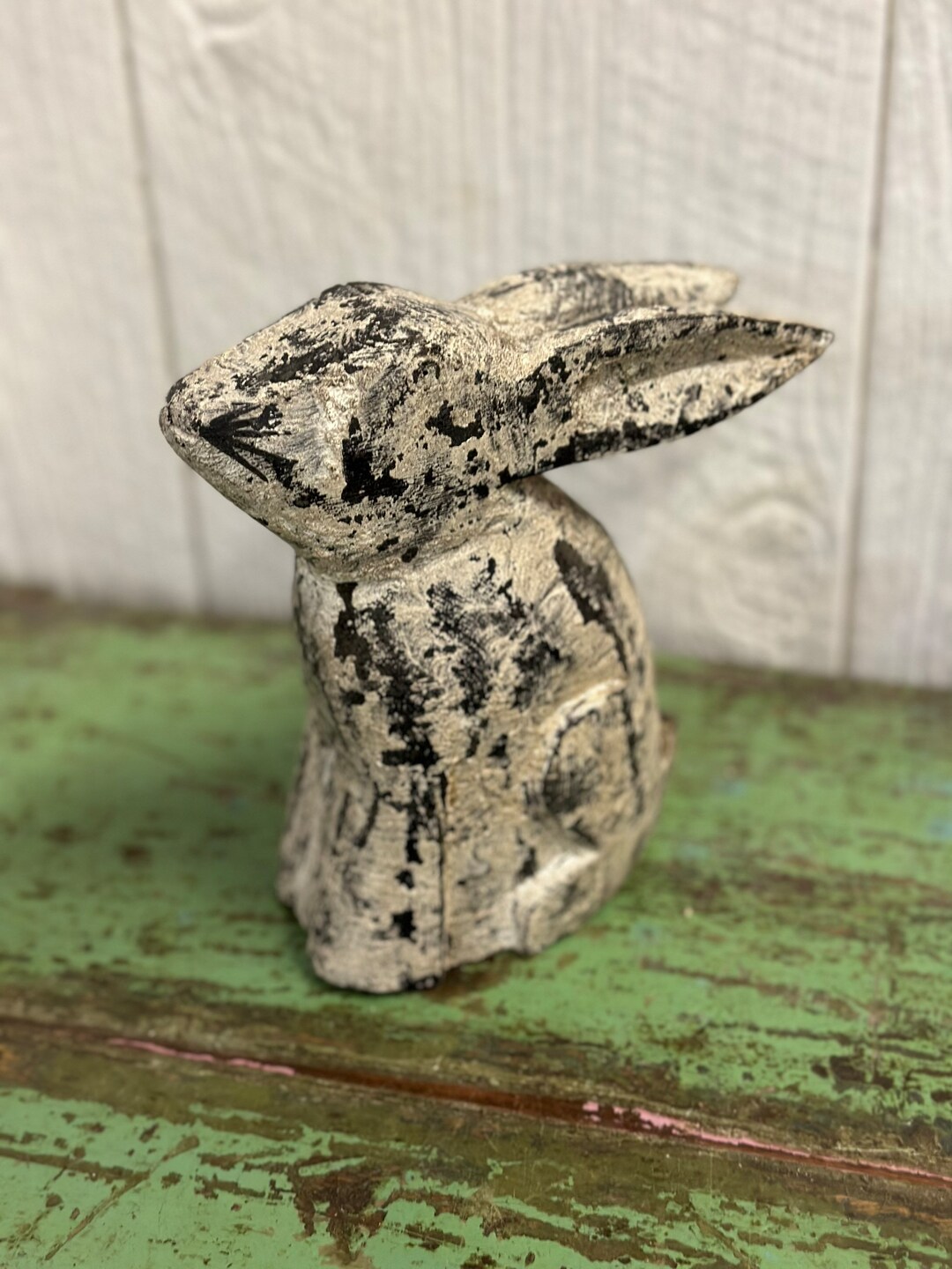 Handcrafted Rustic Wooden 6” Bunny Rabbit Easter Statue Sculpture Art ...