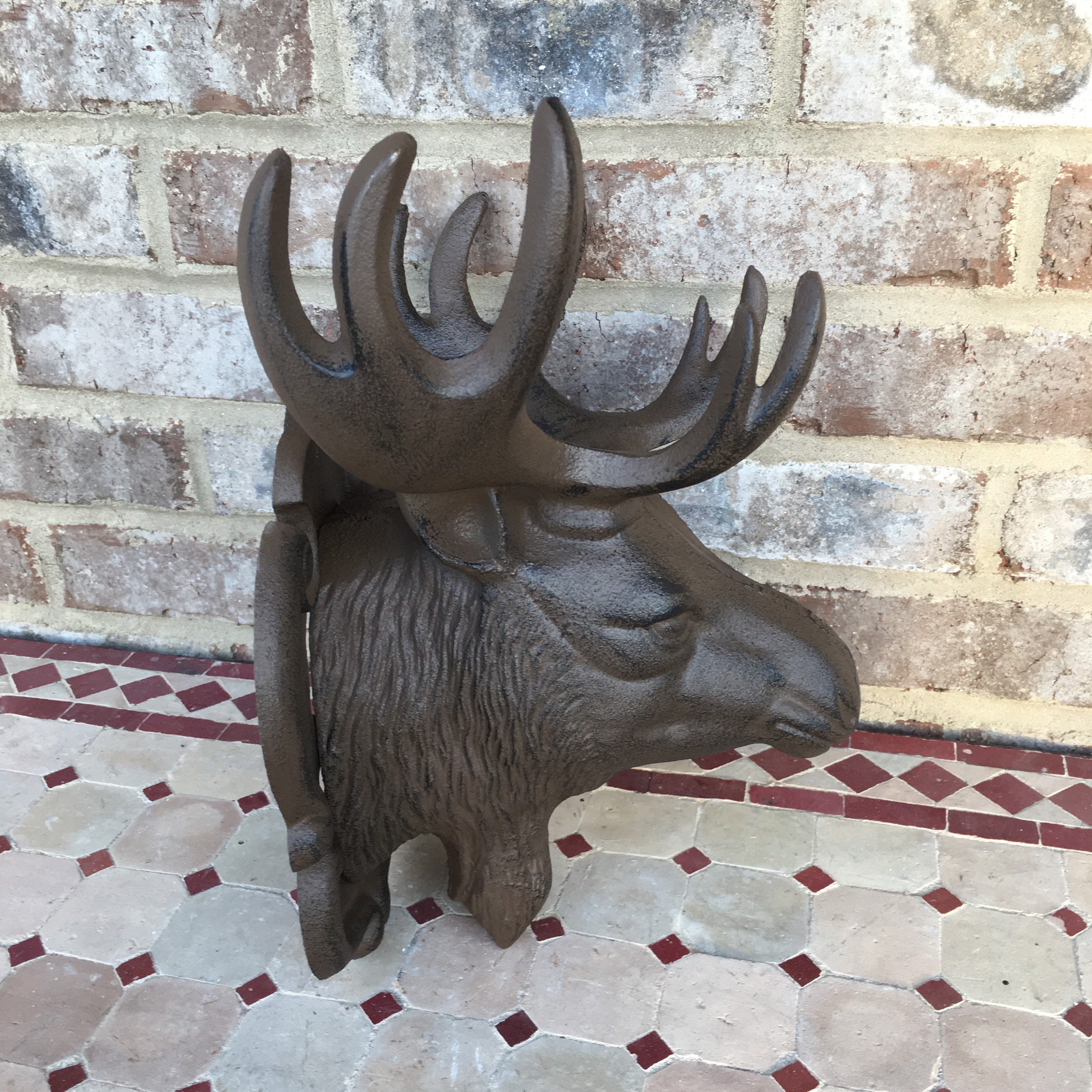 Cast Iron Moose Head Wall Mount Elk Deer Venison Rustic Cabin Etsy