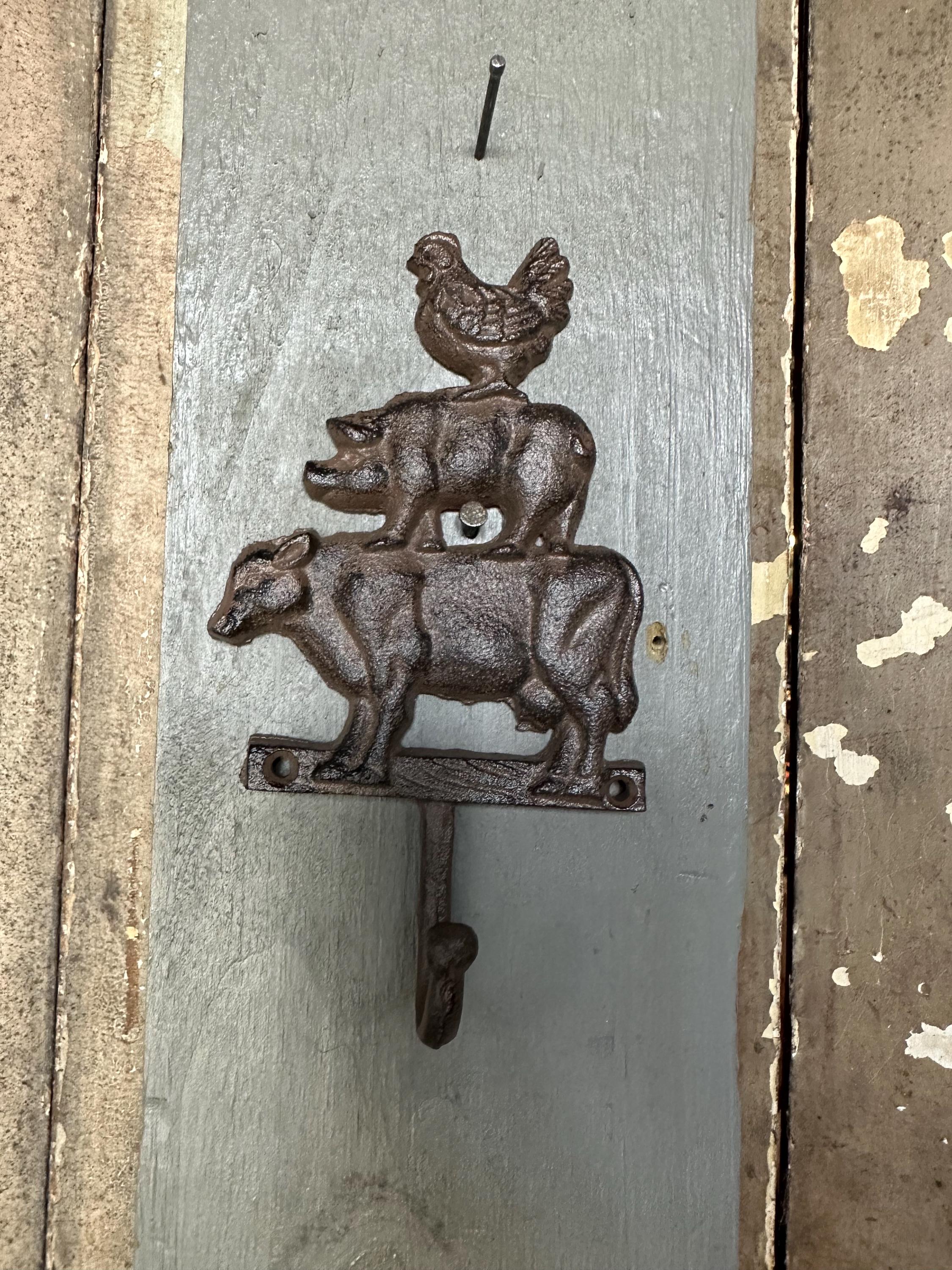 Key Rack Pig Stacked Rooster Pig Cow Hook Farm Animal Entryway Towel Key Holder ...