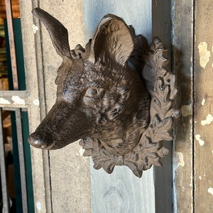 Cast Iron Fox Head Wall Mount Coyote Wolf Dog Rustic Cabin Art Faux Lake House Sconce Holder