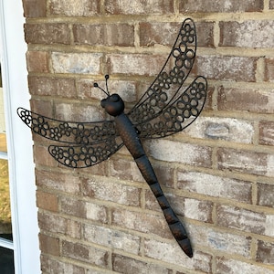 Large 23” Over-Sized Metal Dragonfly Wall Art Display Garden Yard Tree