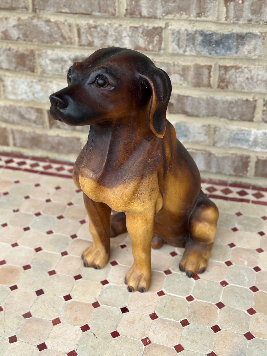 Beautiful Handcarved Wooden Dog Statue Sculpture Lab Labrador Life