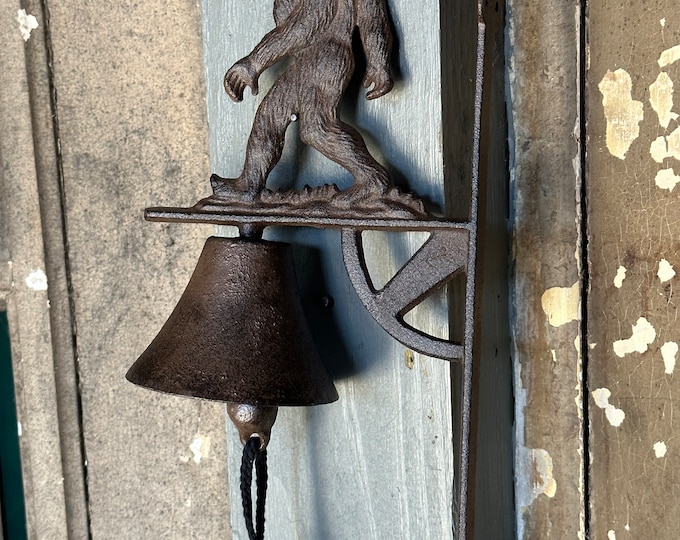 Cast Iron Sasquatch Bell Yeti Rustic Cabin Decor Dinner Mythical Mountain Forest Creature