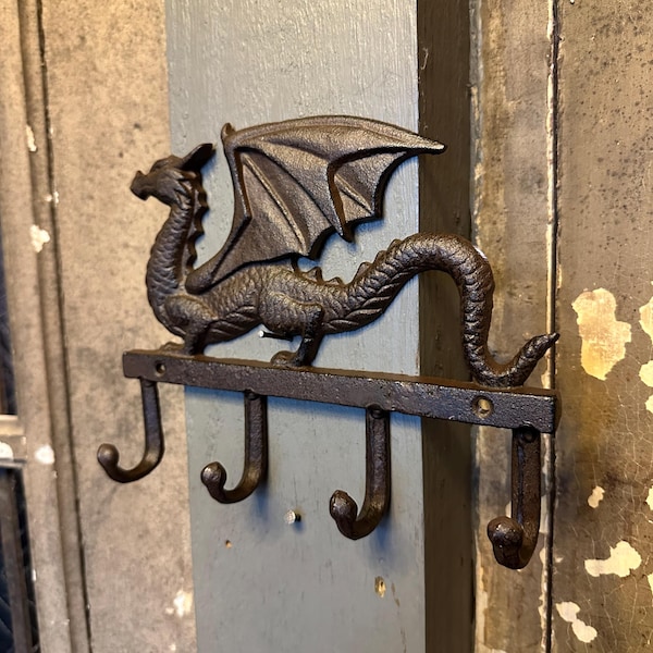 Large Cast Iron 4 Hook Dragon Hanger Hooks