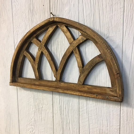 Half Round Farmhouse Style Wooden Window Arch Wall Decor