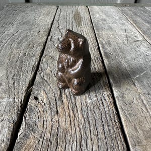 Cute Small 2 1/2” Cast Iron Bear Statue - Figurine Paperweight Art Figure Cub Mountains Chalet Cabin Farm Farmhouse Antique Style