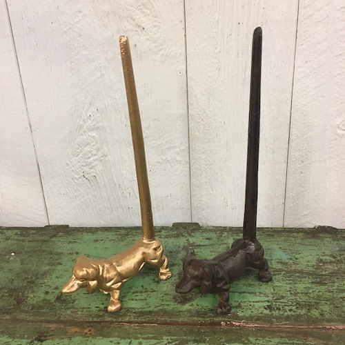 Cast Iron Dachshund Paper Towel Holder - Vintage Downward Dog Stand, Black, Kitchen & Bathroom Organizer - View #7