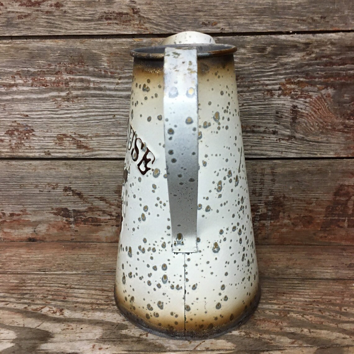Distressed Metal Farmhouse Pitcher W/ Cow Vase Holder Rustic Etsy