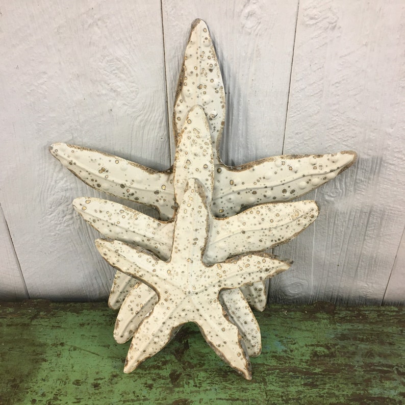 Set of 3 Metal Starfish Wall Art Beach House Coastal Nautical Ocean ...