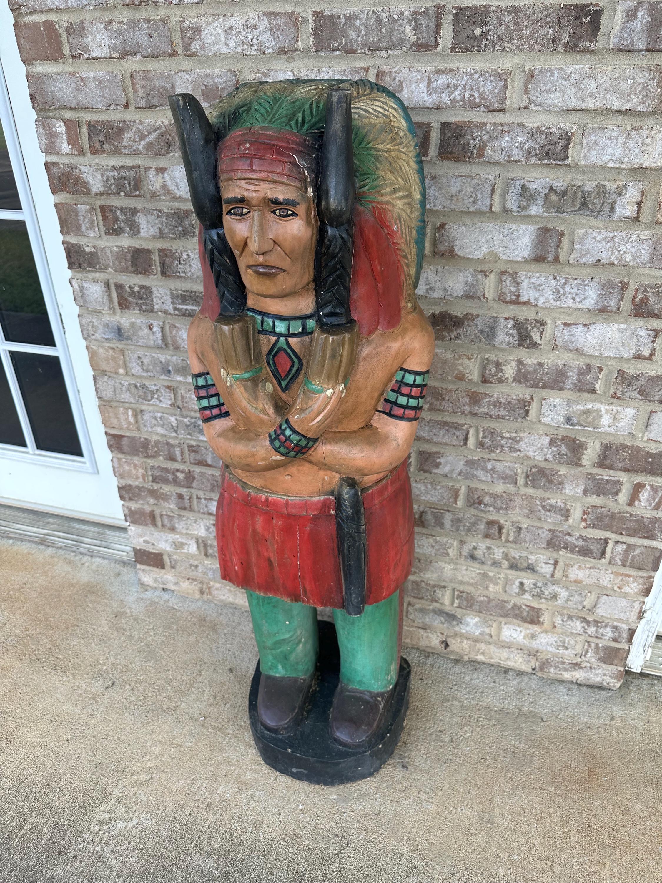 Vintage Wooden American Indian Statue - Etsy