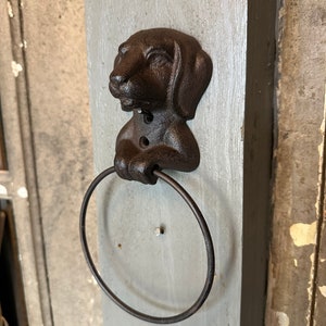 Cute Cast Iron Dog Towel Ring Holder - Dachshund Puppy Kitchen Bathroom Bar