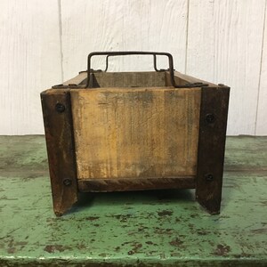 Rustic Primitive Farmhouse Decor Vintage Wooden Box on Stand W/ Iron ...