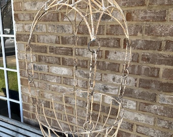 Rustic Hanging Metal Basket Planter Lattice Garden Yard Porch Art
