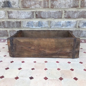 Rustic Primitive Farmhouse Decor Vintage Wooden Brick Mold W/ Iron Handles Box 13x6x4 Tray Planter Bowl Crate Bucket Drawer image 2
