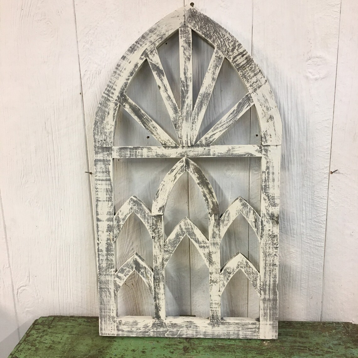 30x17 Cathedral Style Wooden Arch Wall Decor Window Art Zig Etsy