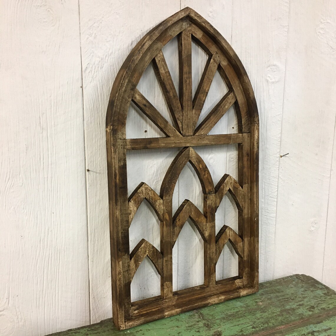 30x17 Cathedral Style Wooden Arch Wall Decor Window Art Zig | Etsy