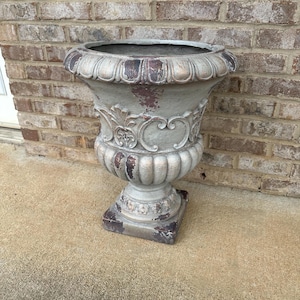 Beautiful Large 21” Rustic Urn Planter - Durable Magnesium Oxide Outdoor Entryway Stone Style Garden Yard Pot
