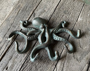 Large Octopus Cast Iron Wall Hanger Hook