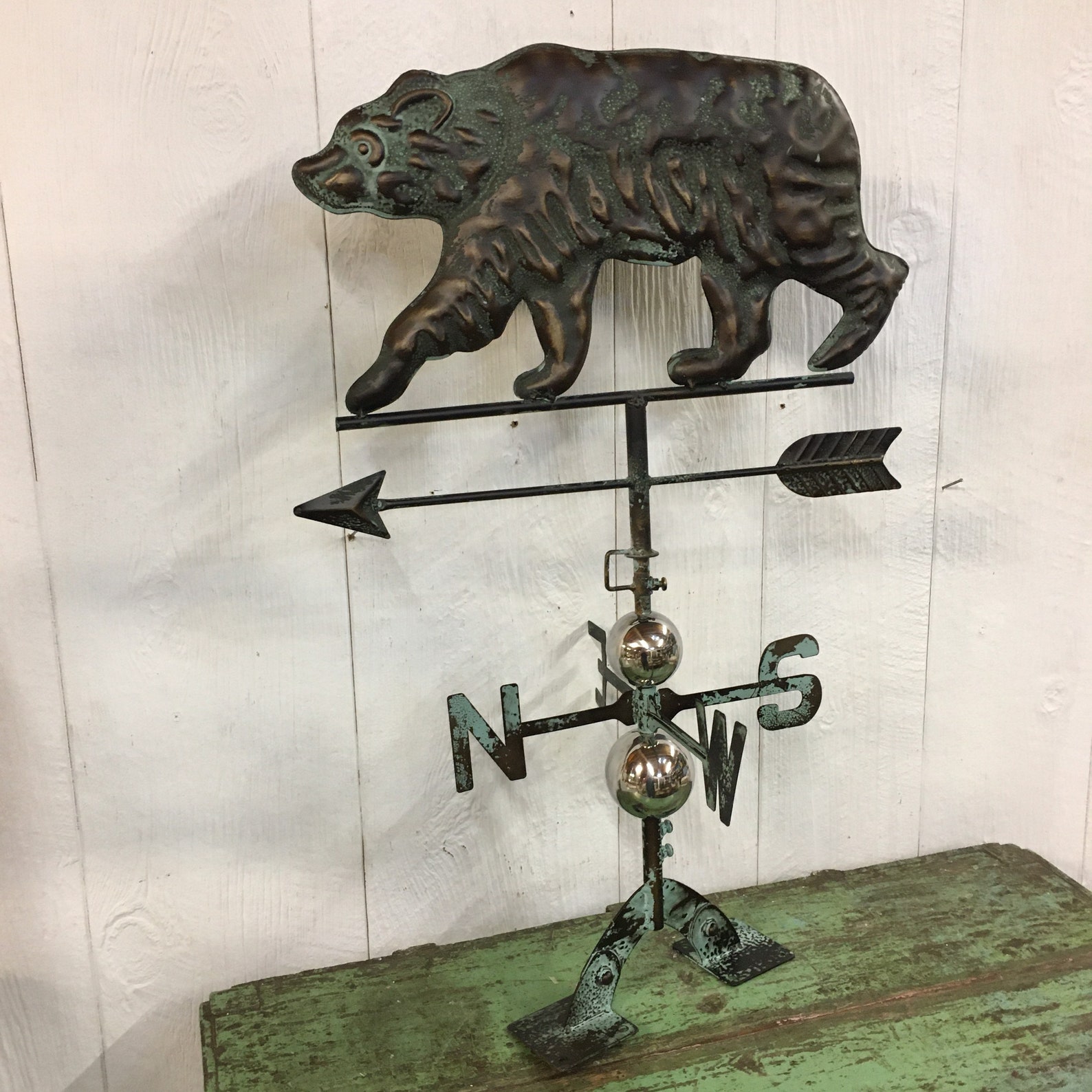 Large Metal 3D 3 Dimensional Bear Weathervane Copper Patina Etsy
