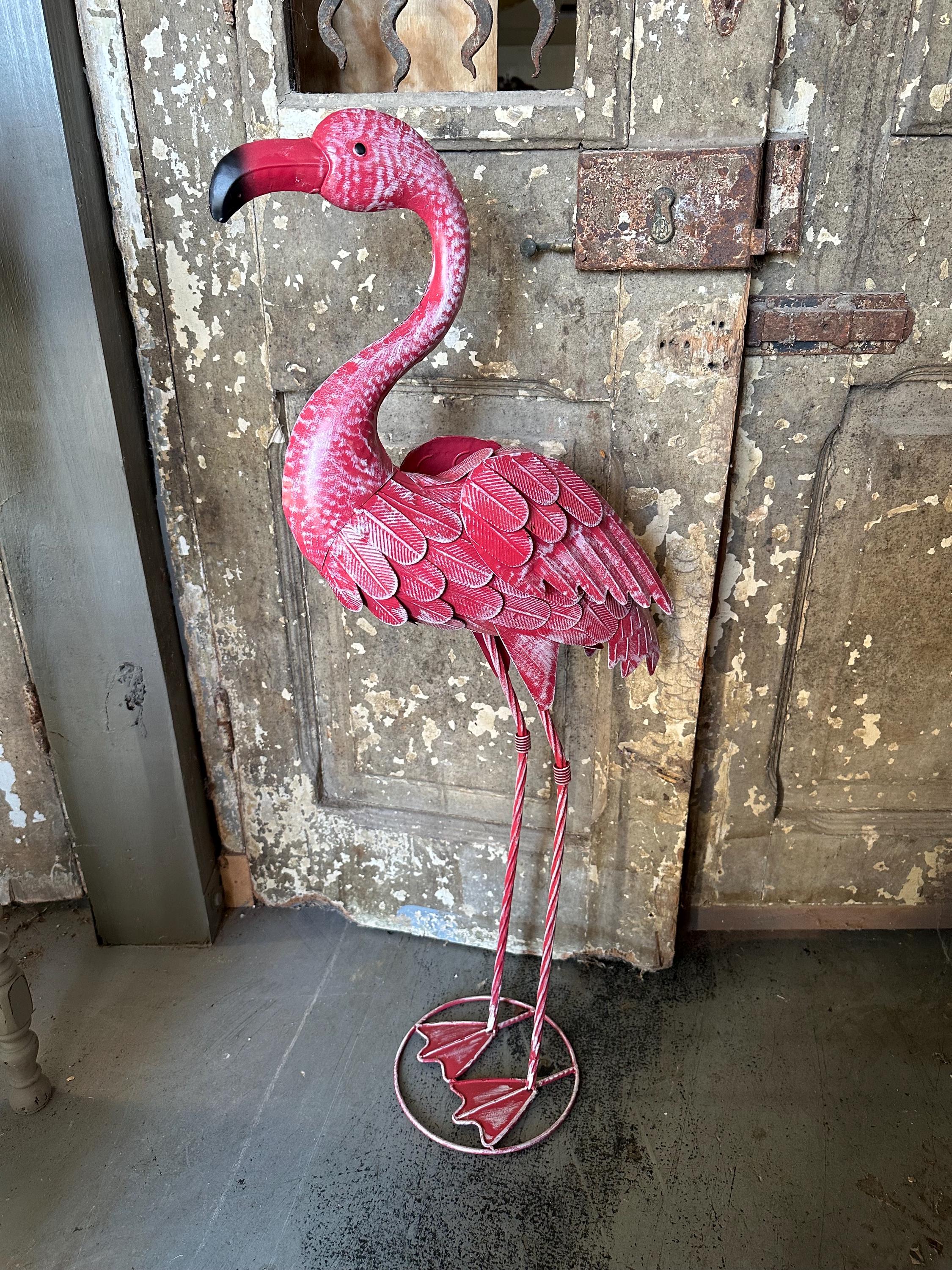 Large Metal 35” Pink Flamingo Yard Garden Art Statue Sculpture