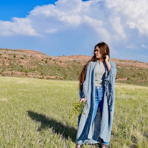 Summer Skies Ruana - Crochet Pattern - 70s Boho Crochet Duster