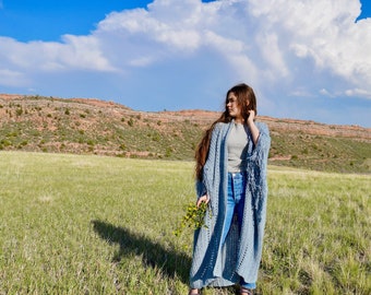 Summer Skies Ruana - Crochet Pattern - 70s Boho Crochet Duster