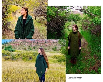 The Shire Bundle - The Shire Poncho + Green Groves Cardigan + Autumn Pine Poncho - MOTIFS AU CROCHET
