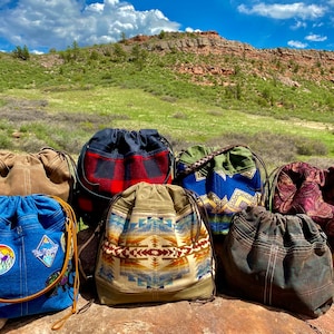 Rocky Mountain Shire Adventure Bag - Drawstring Bucket Bag Sewing Pattern by Coloradoshire!