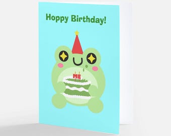 Tarjeta de felicitación de cumpleaños con forma de rana