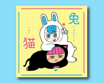 Rabbit and Cat Besties