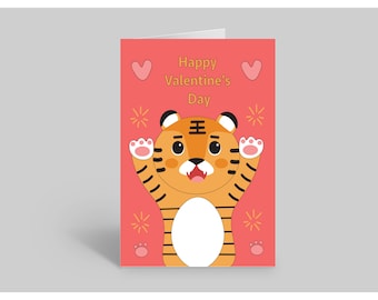 Cat Orange Tiger Valentine Bookmark and Greeting Card