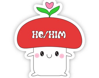 Pronoun Mushroom Stickers