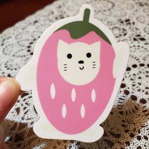 いちご猫ステッカー