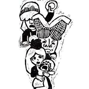 Carte postale linogravure Alice au pays des merveilles