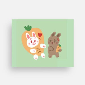 Kaninchen-Karotten-Sharing-Postkarte