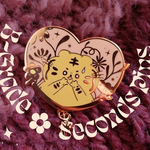 B-Grade/Seconds Pins: Flower Freak Hard Enamel Pin or Keychain, Cute Valentine’s Day Cat Pin