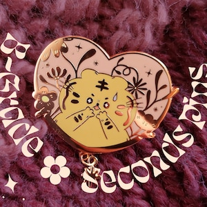 B-Grade/Seconds Pins: Flower Freak Hard Enamel Pin or Keychain, Cute Valentine’s Day Cat Pin