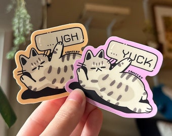 Adesivos de vinil de gato preguiçoso, "Eca, que nojo", 7,6 cm (3 polegadas), vinil fosco.