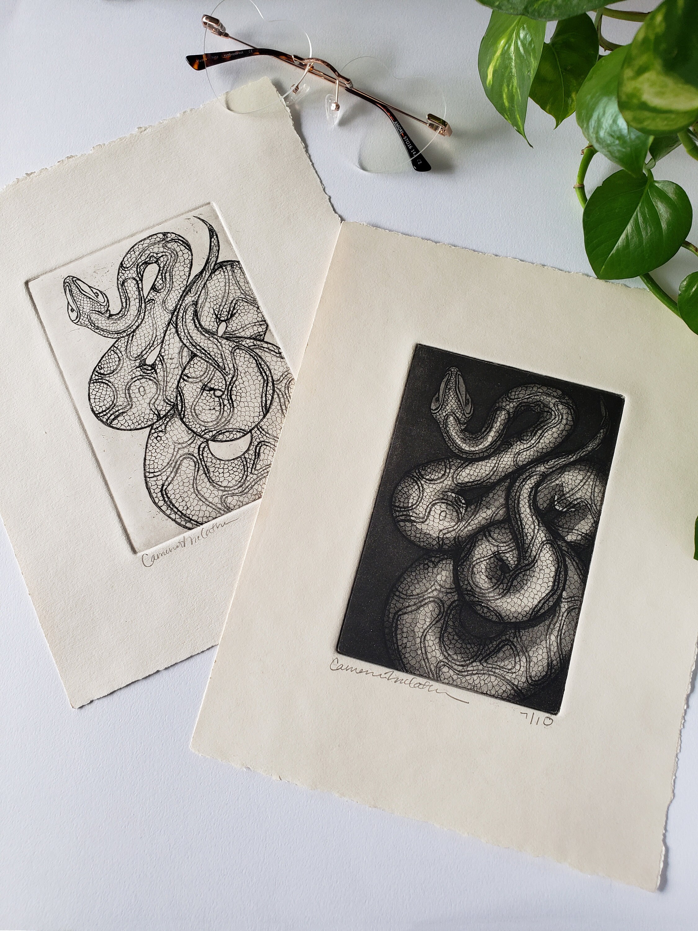 Yggdrasil Print Tiny HandPulled Intaglio Etching Print From