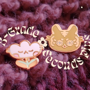 B-Grade/Seconds Pins: Tiny Tiger & Tulip Hard Enamel Pins, Cute Mini Pin