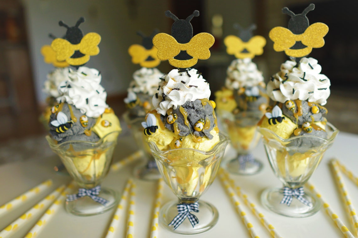 Faux Ice Cream Honey Bee Fake Ice Cream Sundae Bumble Bee Etsy