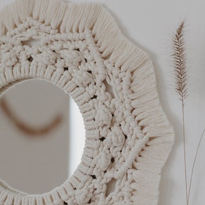 Medium Boho Mirror, Handmade Macrame Mirror Wall Hanging, Macrame Mandala Mirror, Boho Wall Hanging