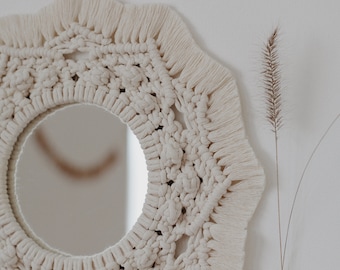 Medium Boho Mirror | Handmade Macrame Mirror Wall Hanging | Macrame Mandala Mirror