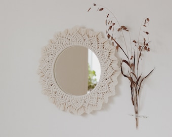 Large Boho Mirror | Handmade Macrame Mirror Wall Hanging | Macrame Mandala Mirror