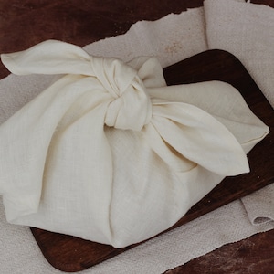 Natural White Linen Bread Bag, Linen Bento Bag, Origami Bag, Zero Waste Food Storage